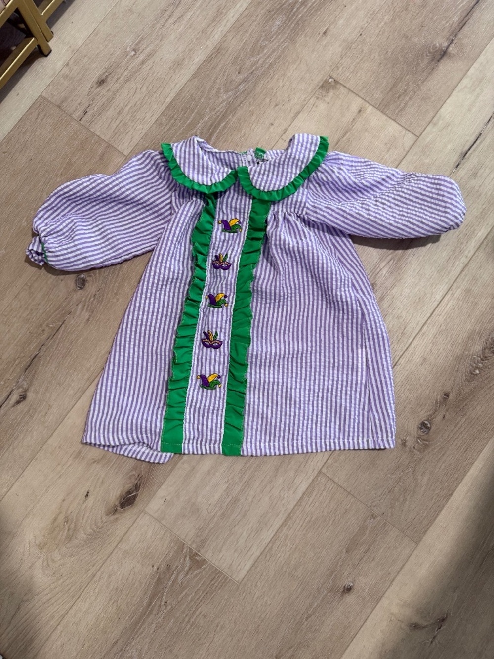 Mardi Gras Dress 2-3yo embroidered